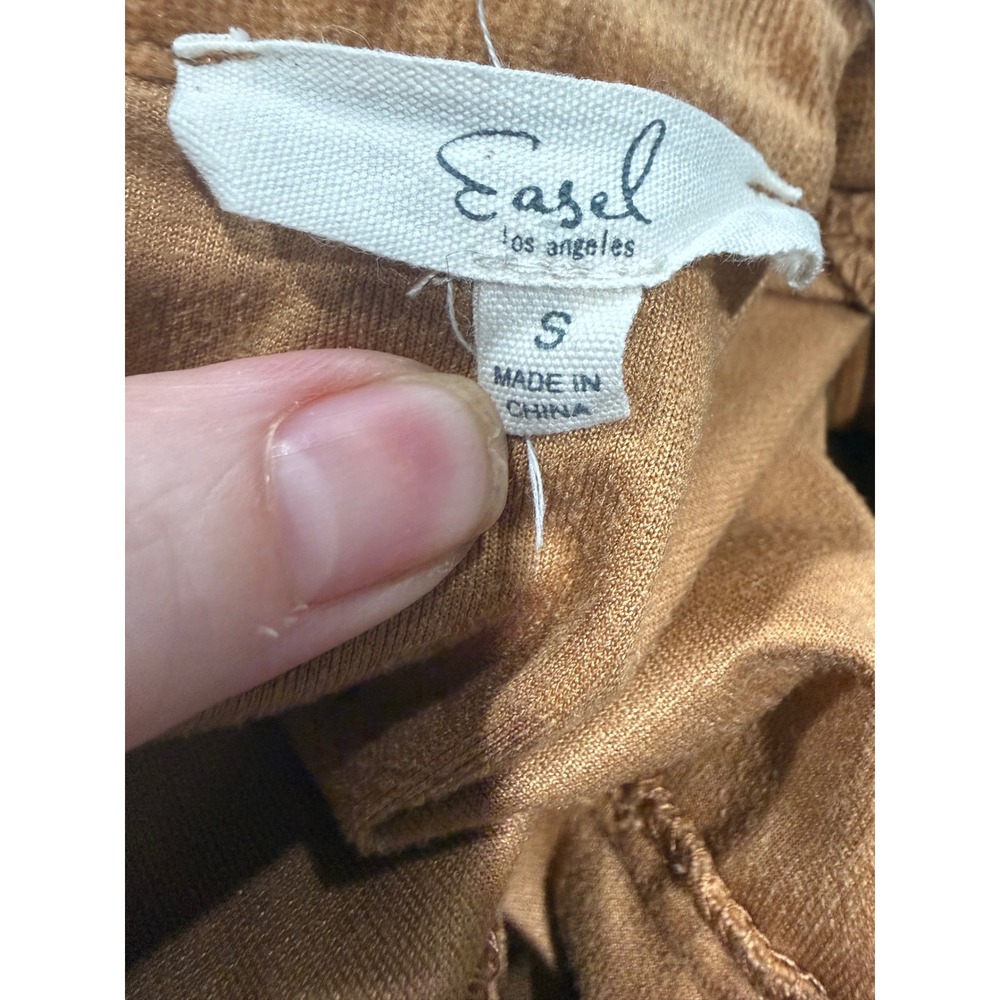 Easel Los Angeles Brown Velvet Babydoll Mini Dress Long Puff Sleeve Small - Picture 3 of 4